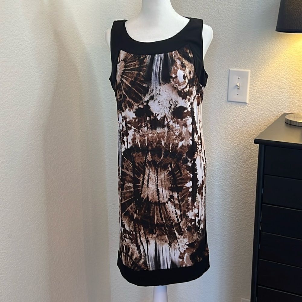 Sleeveless Tie Dye-Look Sheath Midi Dress - Size 10